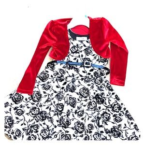 Girls black and white floral dress